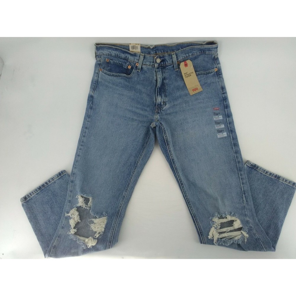 LEVI'S 541 ATHLETIC TAPER DESTRUCTION STRETCH DENIM MENS ZIP FLY NWT - Picture 1 of 2